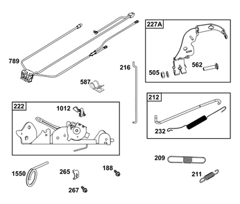 Controls Group Diagram and Parts List for 40N877-0073-G1  Briggs and Stratton Engine